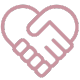 Icon of two hands forming a heart symbolizing empathy and care.